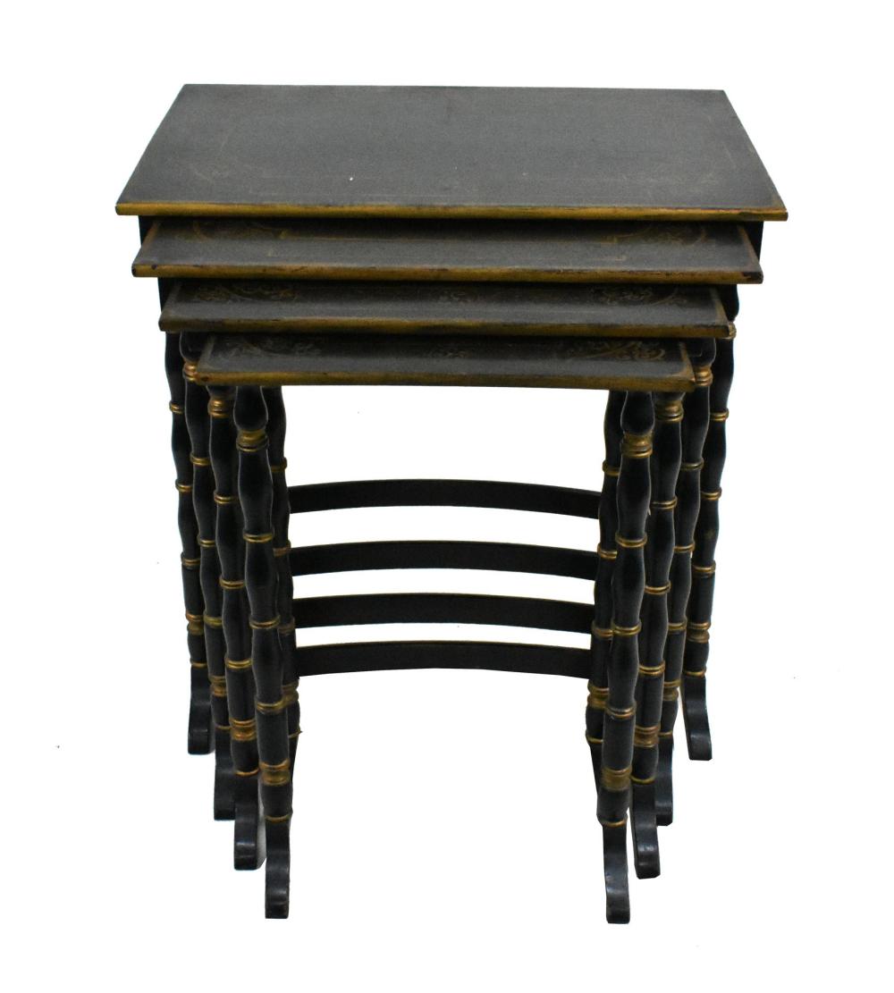ENGLISH BLACK LACQUER NEST OF