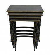 ENGLISH BLACK LACQUER NEST OF