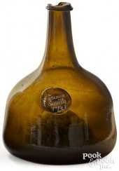 ENGLISH BLOWN OLIVE GLASS SQUA