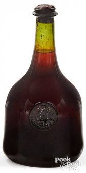 ENGLISH BLOWN OLIVE GLASS WINE