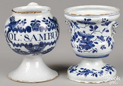 ENGLISH BLUE AND WHITE DELFT JAR