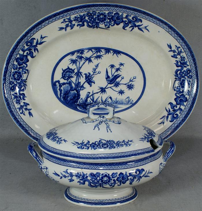 English blue and white ironstone