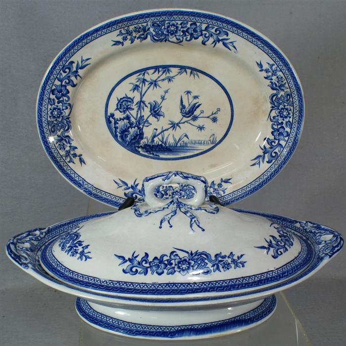 English blue and white ironstone