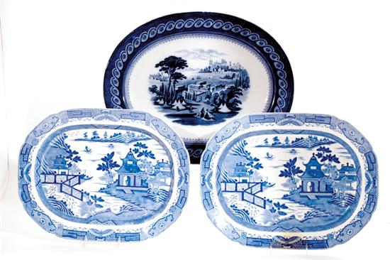 English blue-and-white platters