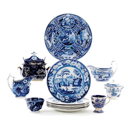 English blue-and-white scenic