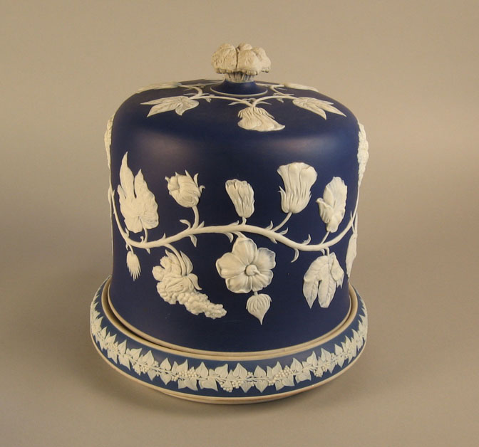 English blue jasperware cheese