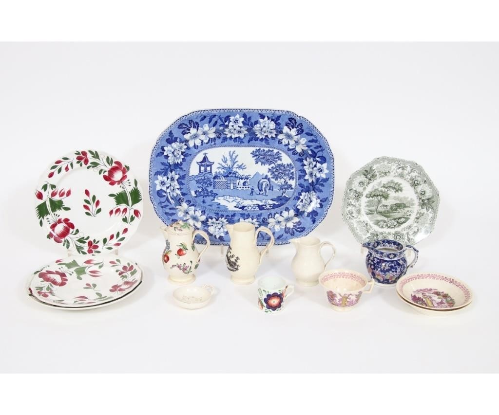 English blue transferware deer
