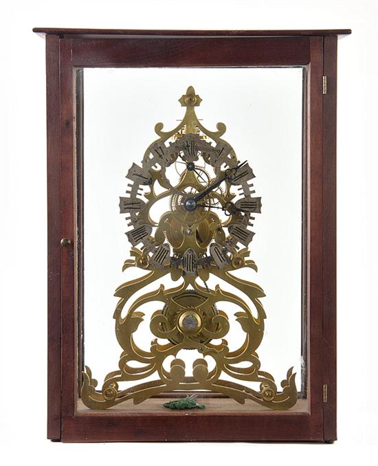 English box skeleton clock mid 19th