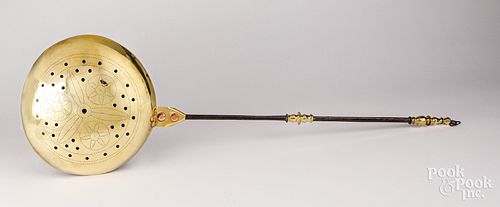 ENGLISH BRASS AND IRON BEDWARMER,