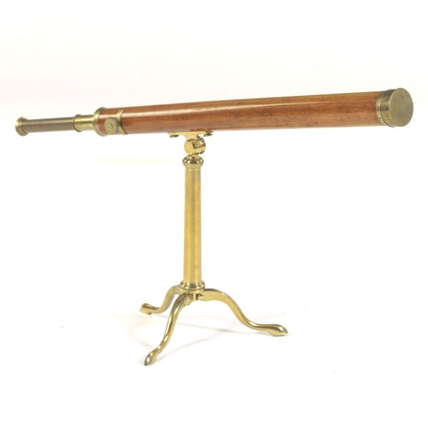 ENGLISH BRASS AND WOOD TELESCOPE