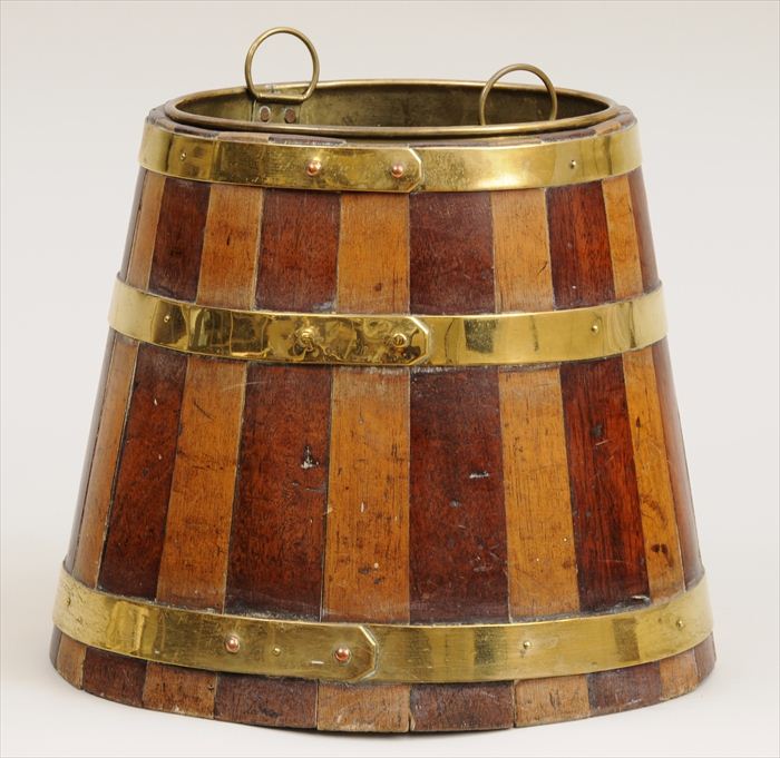 ENGLISH BRASS-BANDED MAHOGANY AND