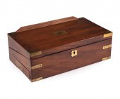 ENGLISH BRASS-BANDED MAHOGANY
