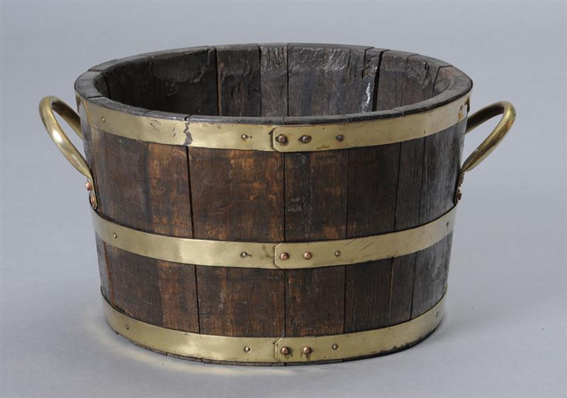 ENGLISH BRASS-BANDED OAK BUCKET