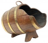 ENGLISH BRASS-BANDED OAK STAVE