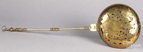 ENGLISH BRASS BEDWARMER, 18TH