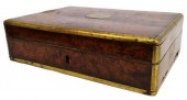 ENGLISH BRASS-BOUND BURLED WAL