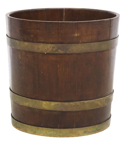 ENGLISH BRASS-BOUND COOPERED OAK