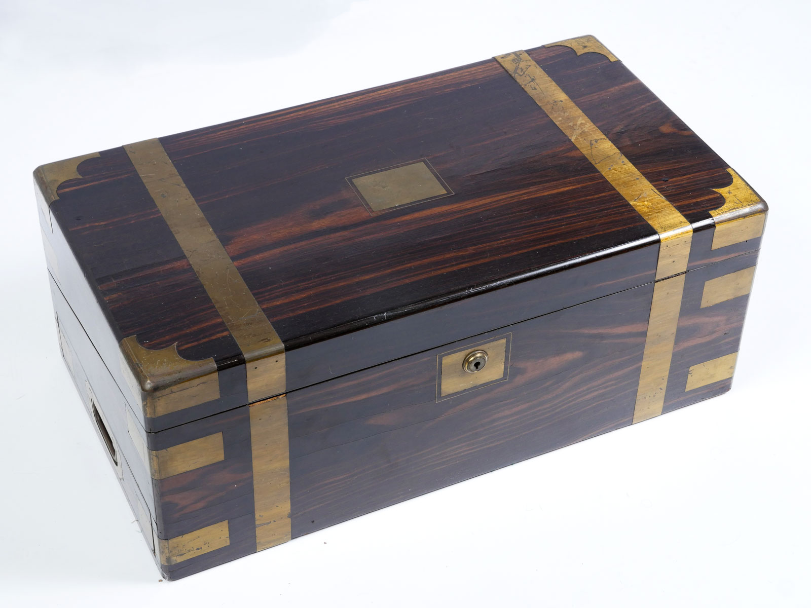 ENGLISH BRASS BOUND LAP DESK: Black