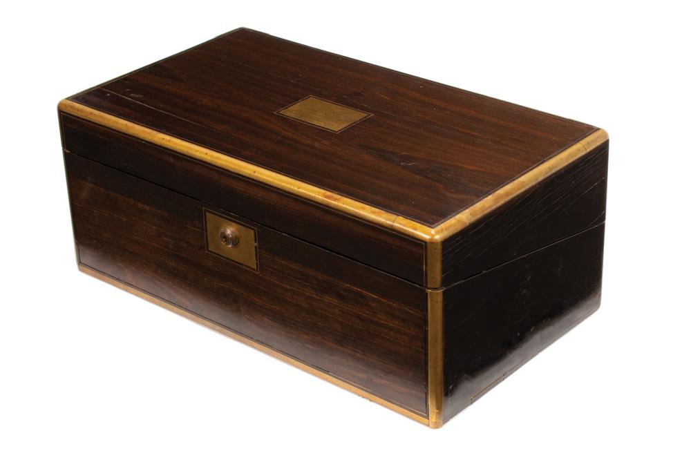 ENGLISH BRASS-BOUND ROSEWOOD LAP