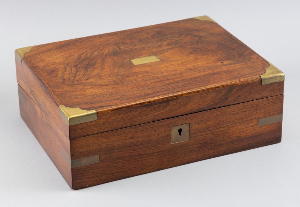 ENGLISH BRASS-BOUND ROSEWOOD VENEER