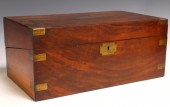 ENGLISH BRASS-BOUND WALNUT WRI