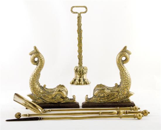 English brass chenets doorstop