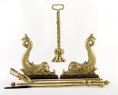 English brass chenets doorstop