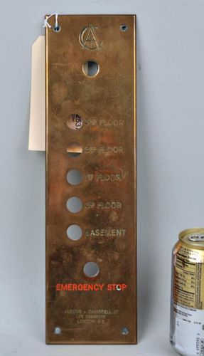 ENGLISH BRASS ELEVATOR PLATE,