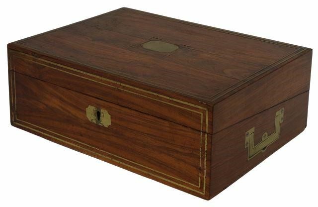 ENGLISH BRASS-INLAID MAHOGANY