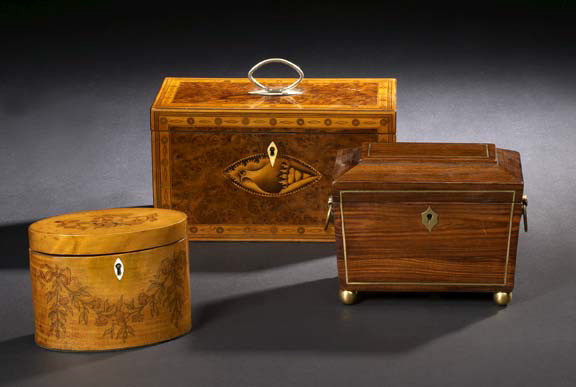 English Brass-Inlaid Rosewood Tea
