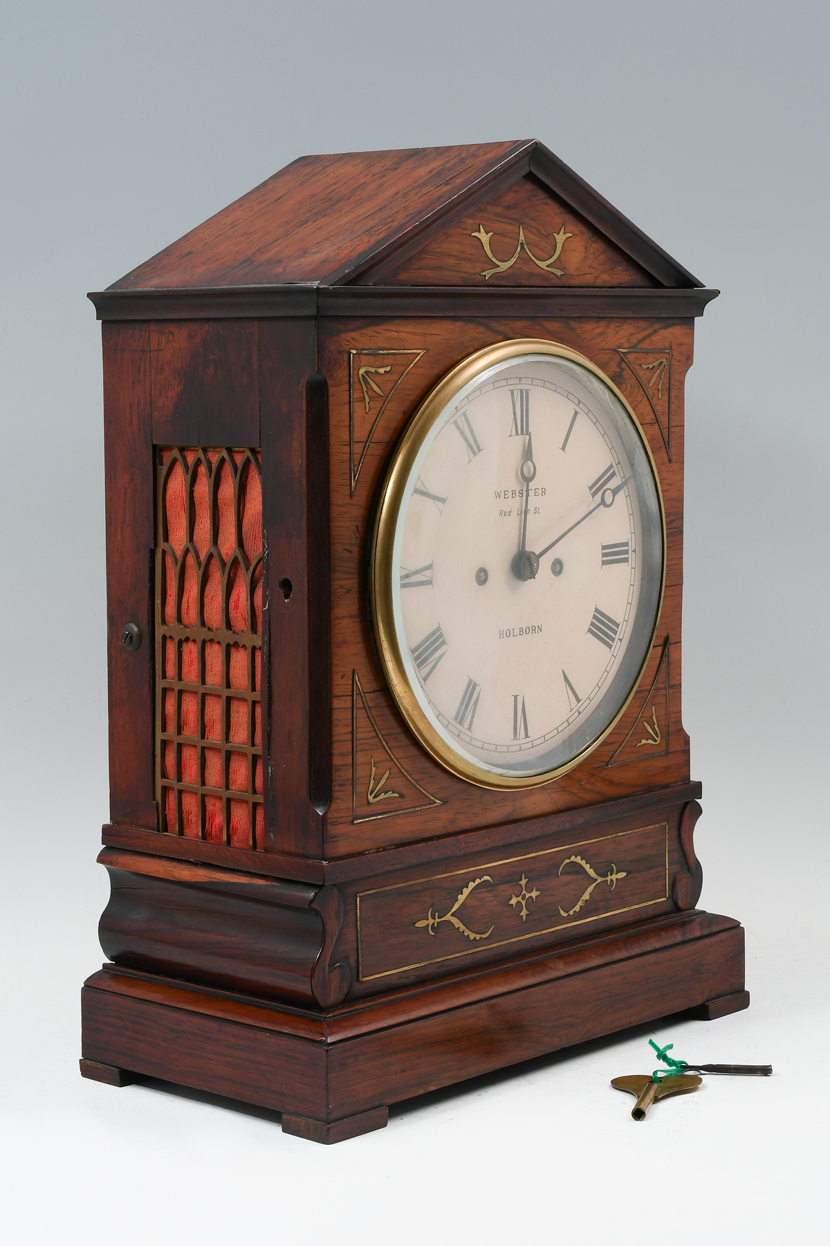 ENGLISH BRASS INLAID WEBSTER MANTLE