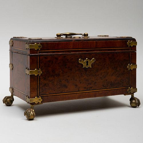 ENGLISH BRASS-MOUNTED BURLWOOD