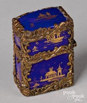 ENGLISH BRASS MOUNTED ENAMEL E