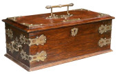 ENGLISH BRASS-MOUNTED OAK CIGA