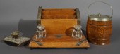 ENGLISH BRASS MOUNTED OAK DESK