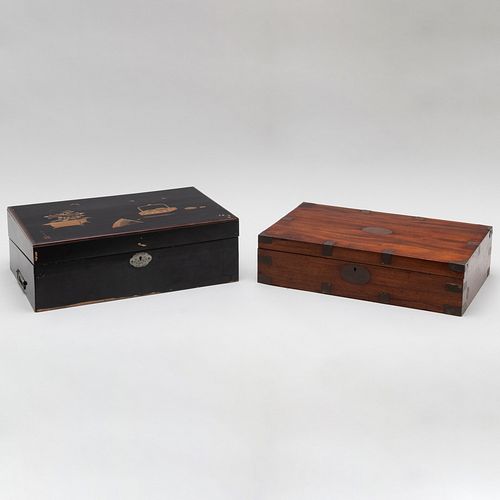 ENGLISH BRASS-MOUNTED TEAK WORK