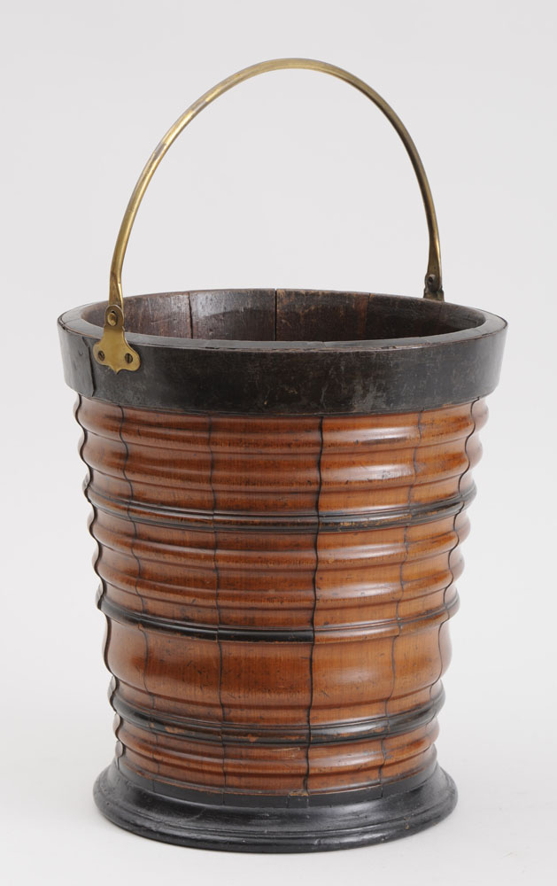 ENGLISH BRASS-MOUNTED TURNED WOOD