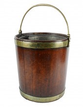 ENGLISH BRASS-MOUNTED WOOD BUC