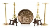English brass plaque candlesti
