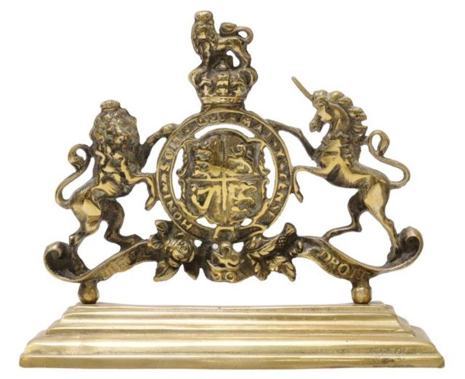 ENGLISH BRASS ROYAL COAT OF ARMS
