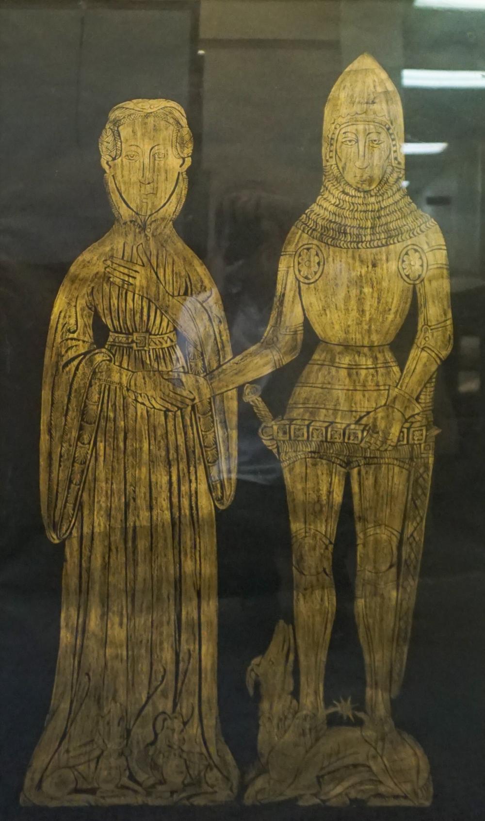 ENGLISH BRASS RUBBING OF KNIGHT AND