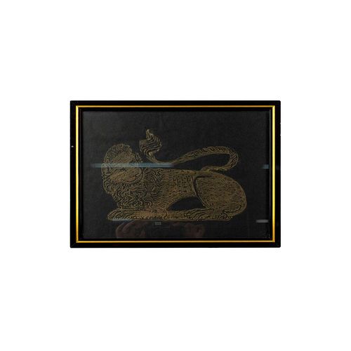 ENGLISH BRASS RUBBING ON BLACK