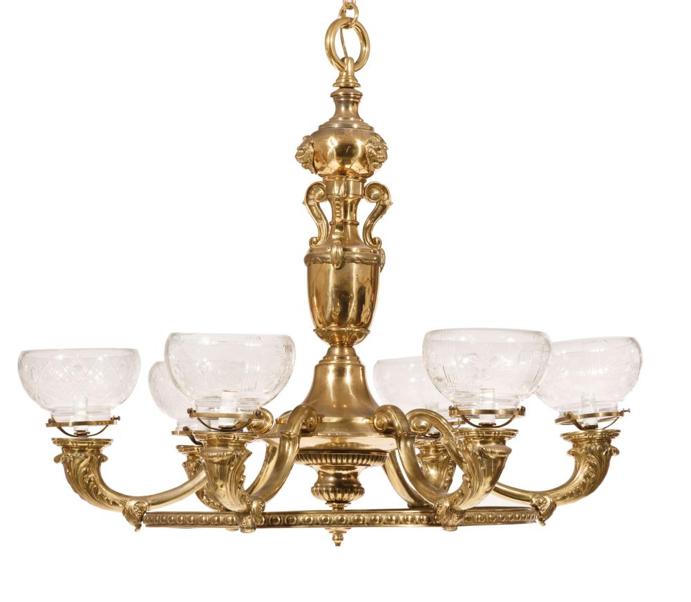 ENGLISH BRASS SIX-LIGHT