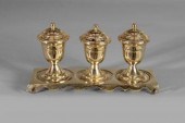 English brass standish, three