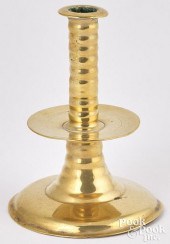 ENGLISH BRASS TRUMPET CANDLEST