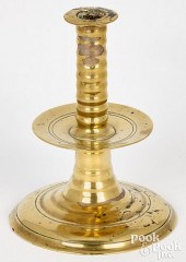 ENGLISH BRASS TRUMPET CANDLEST