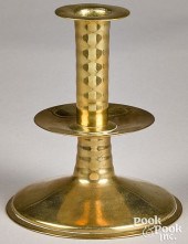 ENGLISH BRASS TRUMPET CANDLEST