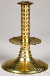 ENGLISH BRASS TRUMPET CANDLEST