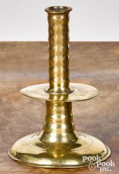 ENGLISH BRASS TRUMPET CANDLEST