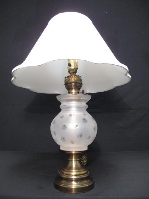 English Bristol glass table lamp.